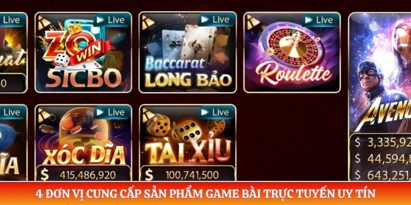 Game Bài ZOWIN 5 4 đơn vị cung cấp sản phẩm game bài trực tuyến uy tín