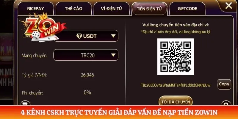 Nạp Tiền ZOWIN 5 4 kênh CSKH trực tuyến giải đáp vấn đề nạp tiền ZOWIN