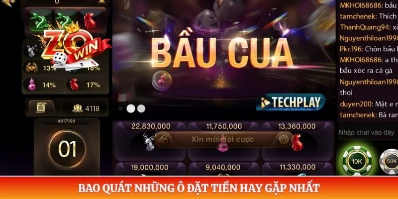 Bầu Cua ZOWIN - Sân Chơi Đổi Thưởng Uy Tín Hàng Đầu 4 Bao quát những ô đặt tiền hay gặp nhất