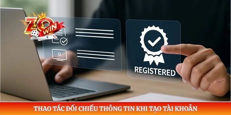 Đăng Ký ZOWIN 3 Thao tác đối chiếu thông tin khi tạo tài khoản