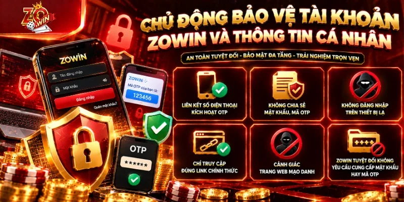 ZOWIN 27 Chủ động bảo vệ tài khoản Zowin và thông tin cá nhân