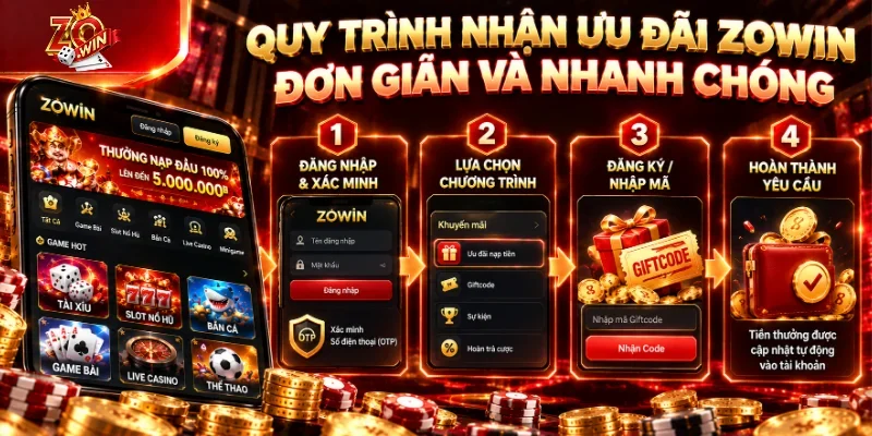ZOWIN 23 Quy trình nhận ưu đãi Zowin đơn giản và nhanh chóng